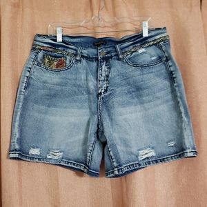 Denim shoes with floral accents